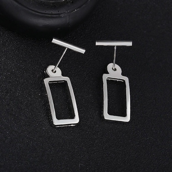Silver Bar Studs w/Rectangle Jackets - Picture 2 of 7